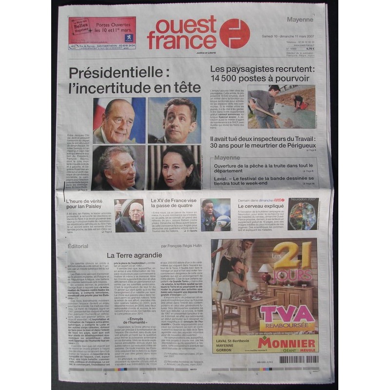 Ouest France du 10 et 11 /3/2007