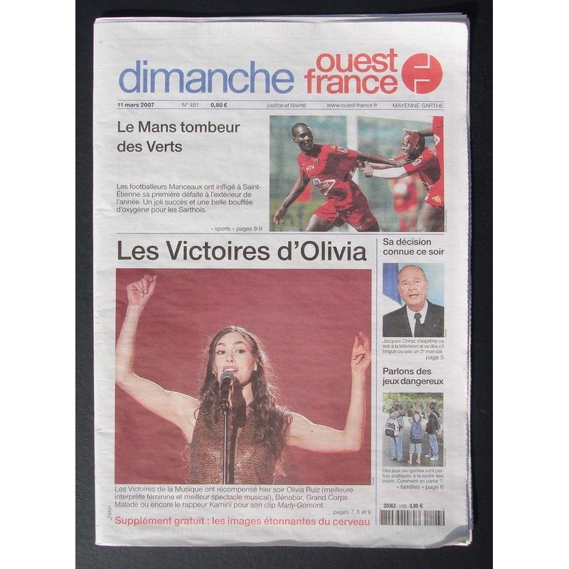 Ouest France dimanche du 11/3/2007