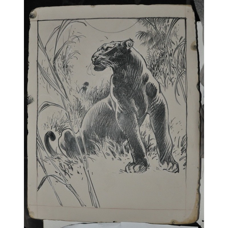 Panthère noire litho sur pierre