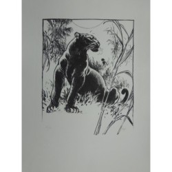 Panthère noire litho sur pierre