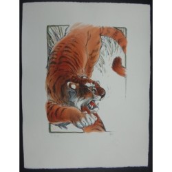 Tigre litho sur pierre