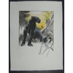 Panthère noire litho sur pierre