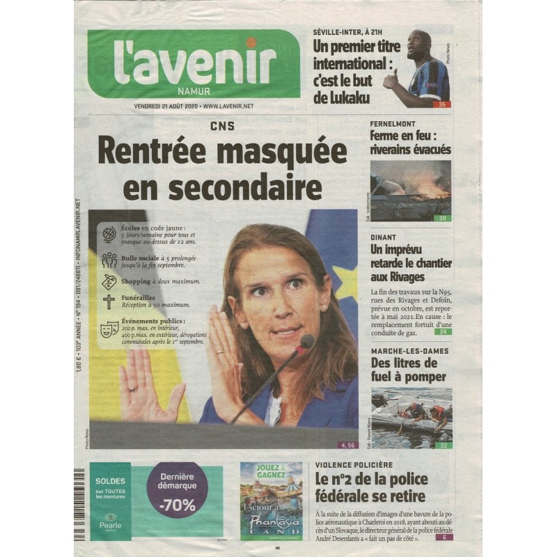 L'Avenir Namur 21/8/2020