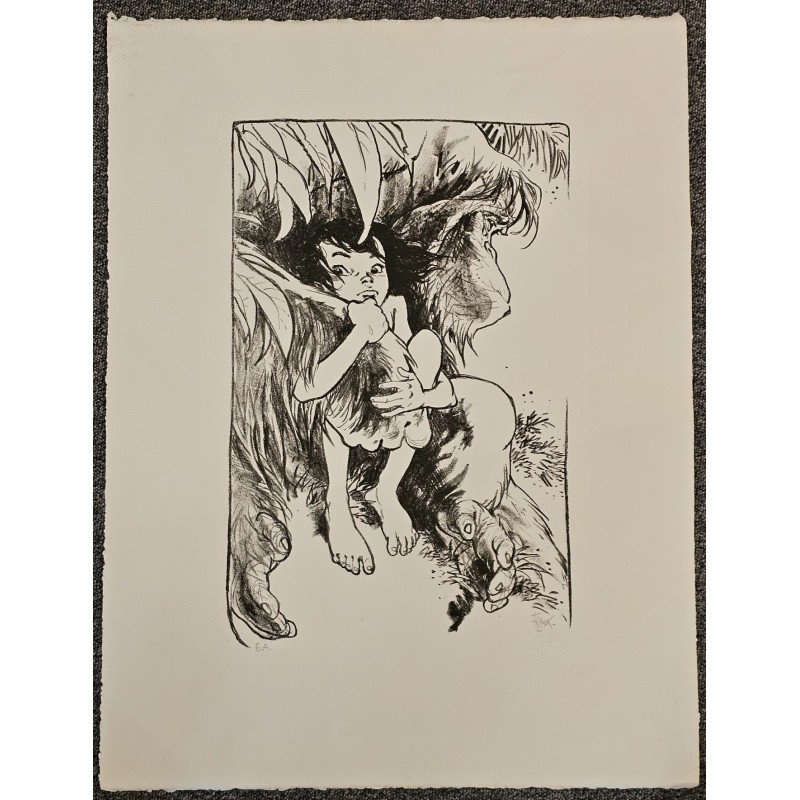 Gorille litho sur pierre