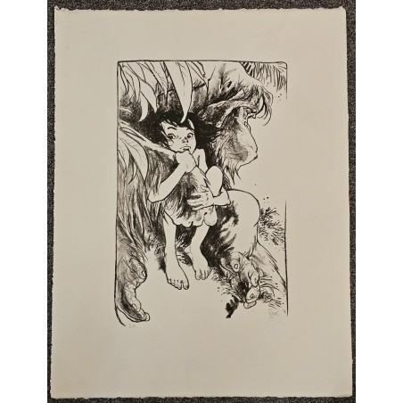 Gorille litho sur pierre